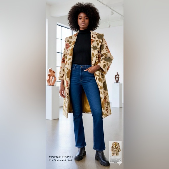 Unbranded Jackets & Blazers - VTG Iconic 1960's Autumn Floral Soft Velvety Tapestry Swing Style Statement Coat